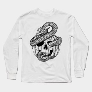 Pumpkin skull with snake Long Sleeve T-Shirt